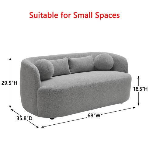 Ashlie Bouclé Loveseat |Light Gray Loveseat | Fabric Loveseat Couch | Kinwell Furniture | Modern Loveseats & Comfortable Loveseat Sofa